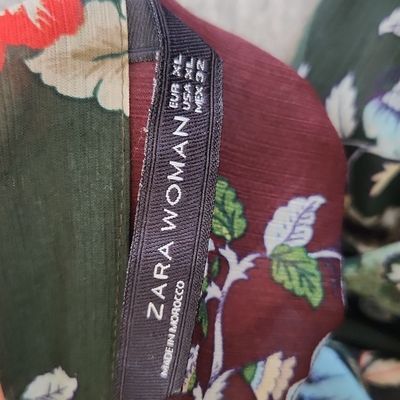 Zara floral tie neck long sleeve midi dress size extra large - Picture 7 of 7